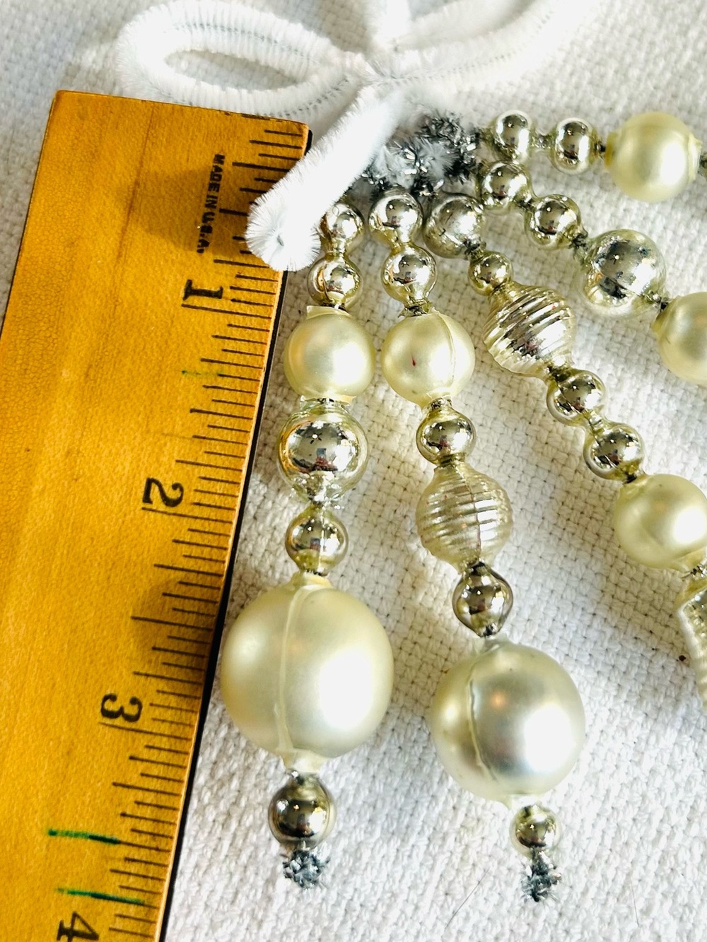 Mini Vintage Repurposed  holiday Christmas ornaments, mercury Glass bead icicle - Picture 5 of 5